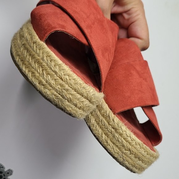 Ann Tylor LOFT Espadrille Wedge Slingback Platform Sandals Red Women’s Size 7.5 - Picture 5 of 9
